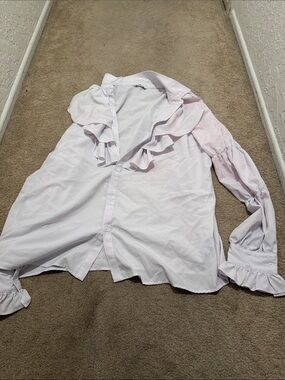 Ruffled Button-Down Blouse in Light Pink